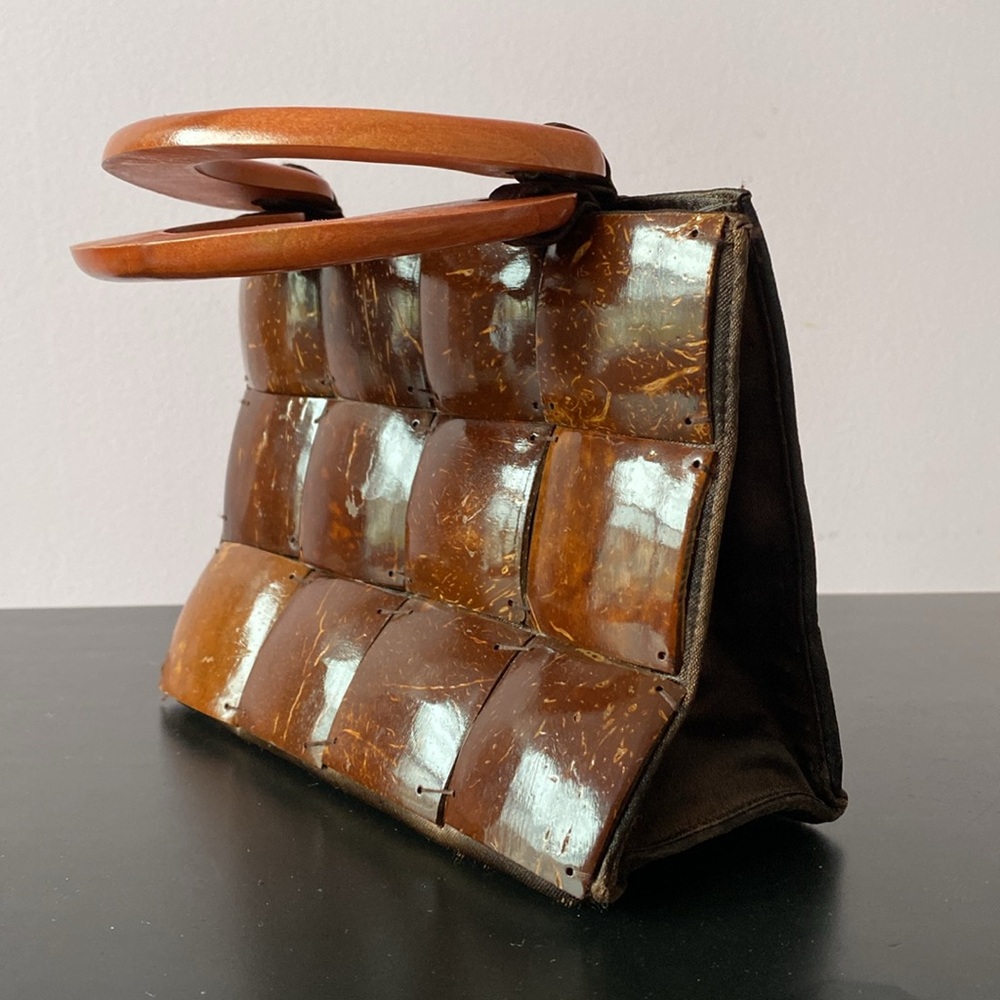 Handcrafted Coconut Shell Patchwork Handbag Purse… - image 3
